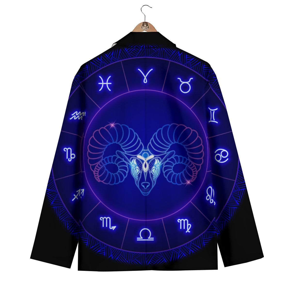 Zodiac Sign Dark Aries Print Men's Blazer-grizzshop