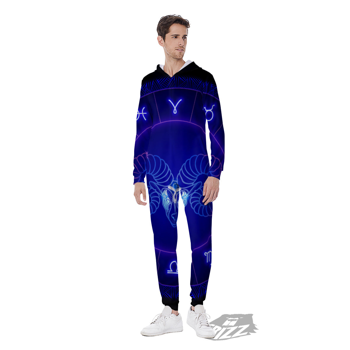 Zodiac Sign Dark Aries Print Men's Jumpsuit-grizzshop