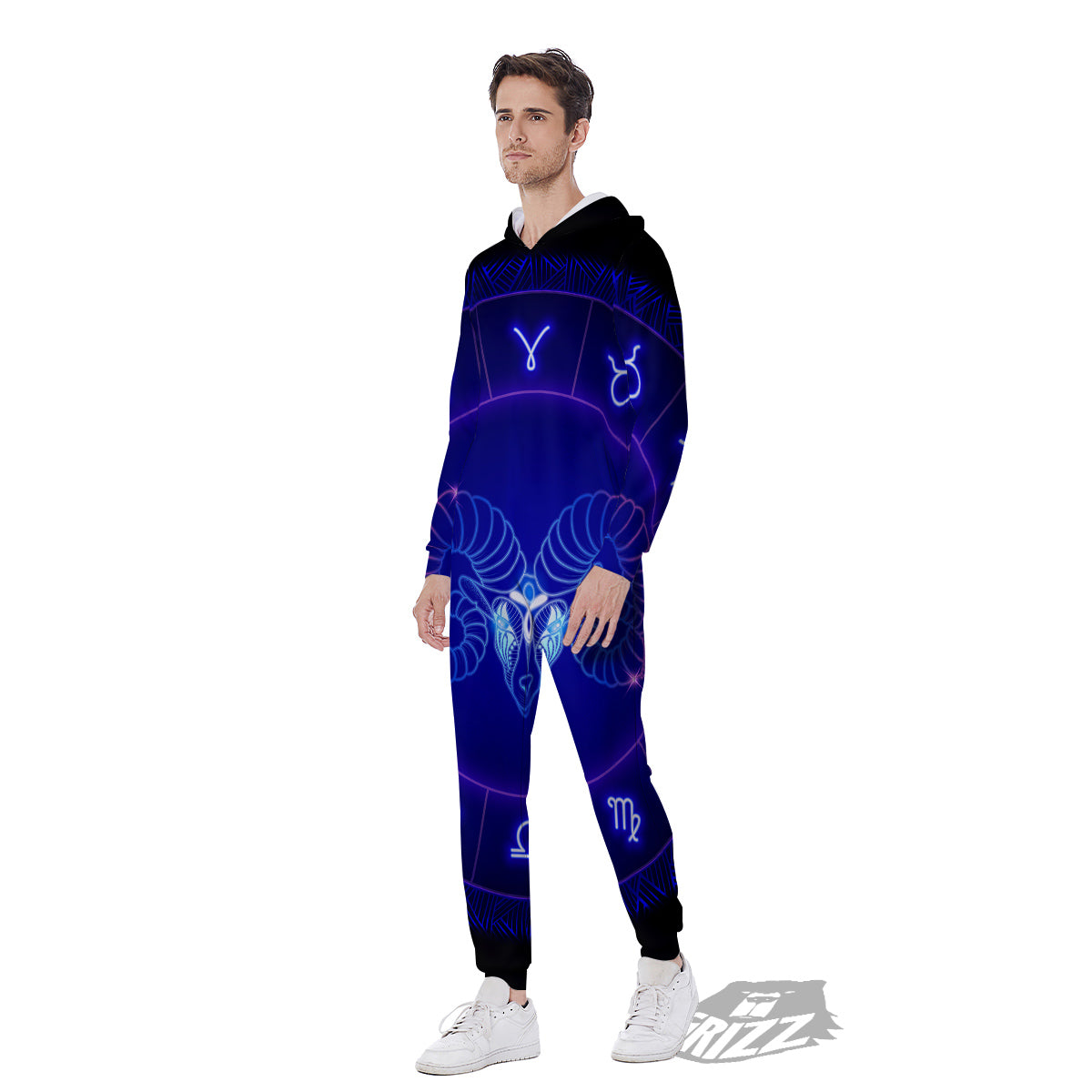 Zodiac Sign Dark Aries Print Men's Jumpsuit-grizzshop