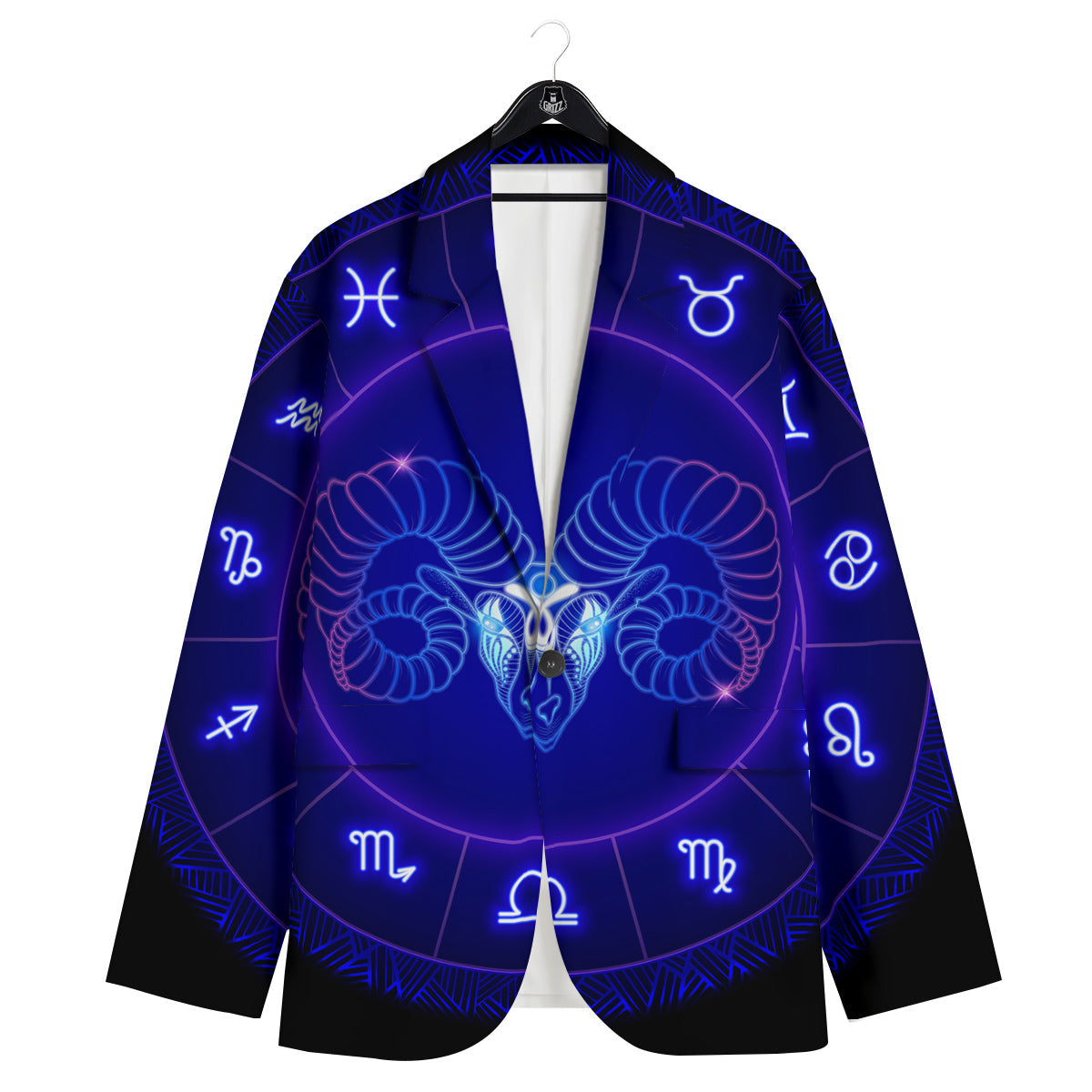 Zodiac Sign Dark Aries Print Men's Sport Coat-grizzshop