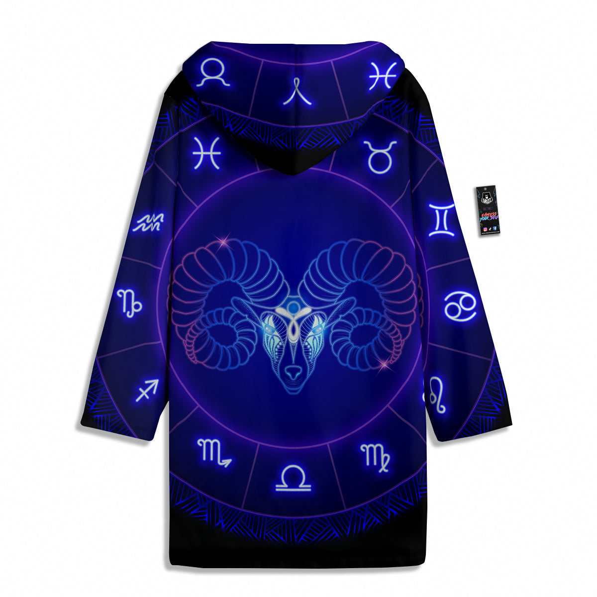 Zodiac Sign Dark Aries Print Men's Windbreaker Jacket-grizzshop