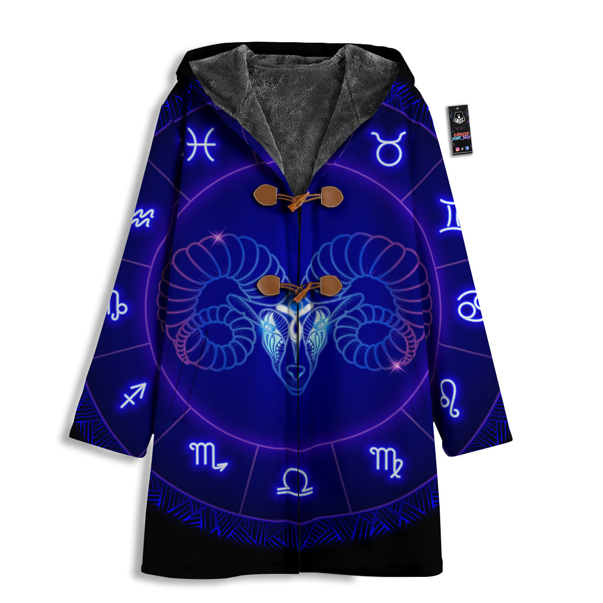 Zodiac Sign Dark Aries Print Men's Windbreaker Jacket-grizzshop