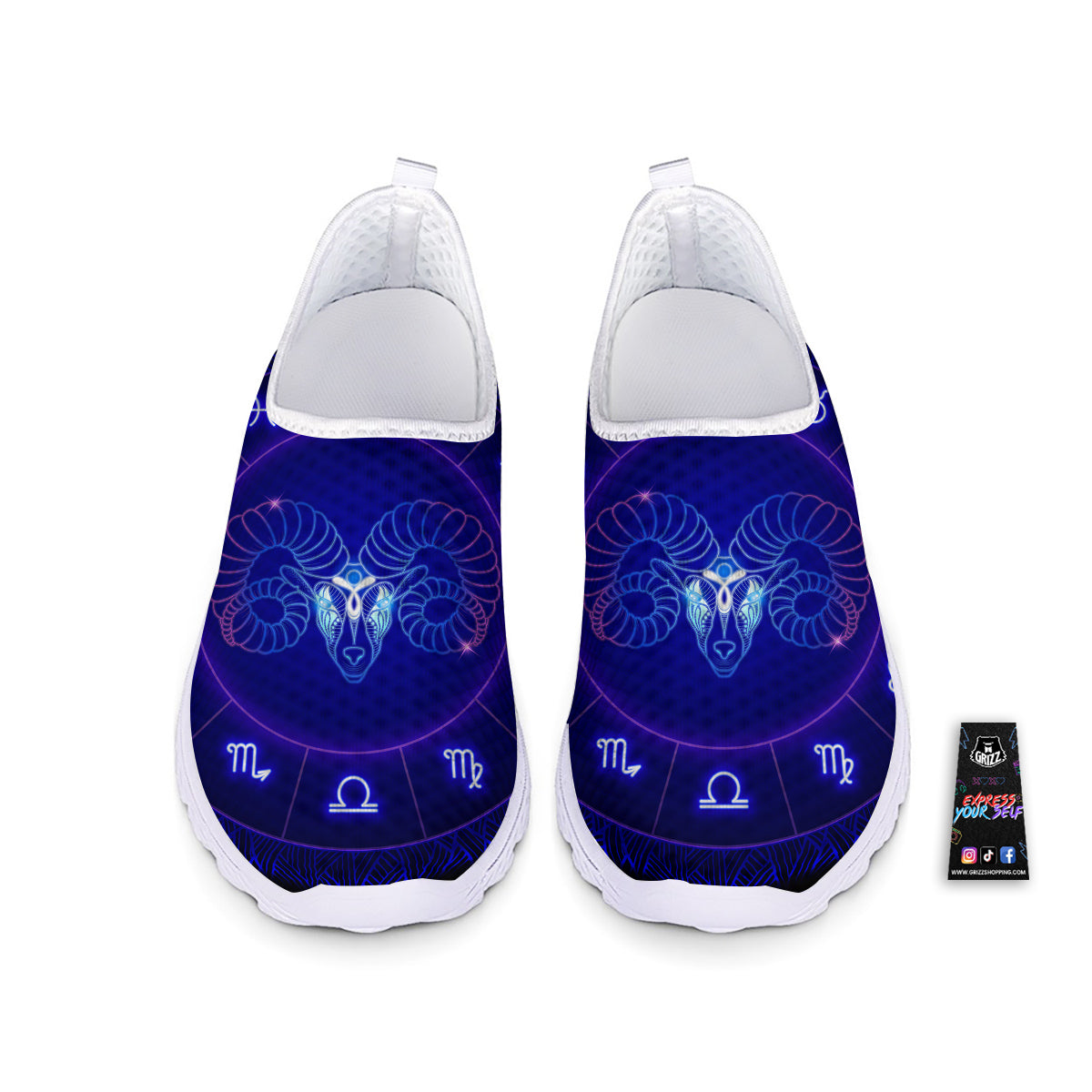 Zodiac Sign Dark Aries Print Nurse Shoes-grizzshop