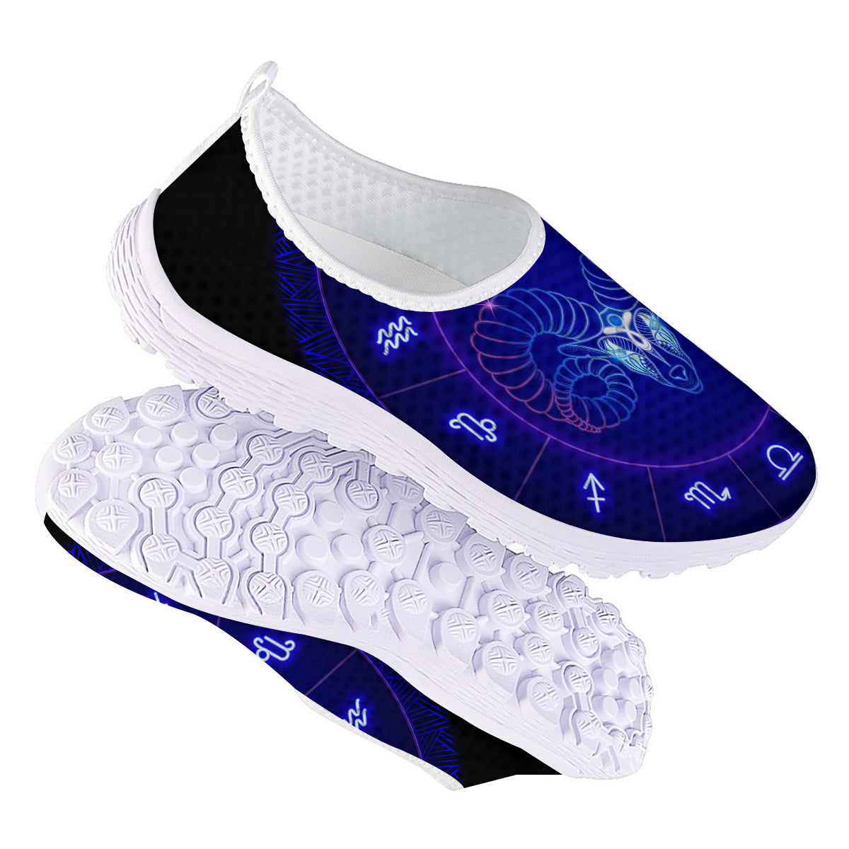 Zodiac Sign Dark Aries Print Nurse Shoes-grizzshop