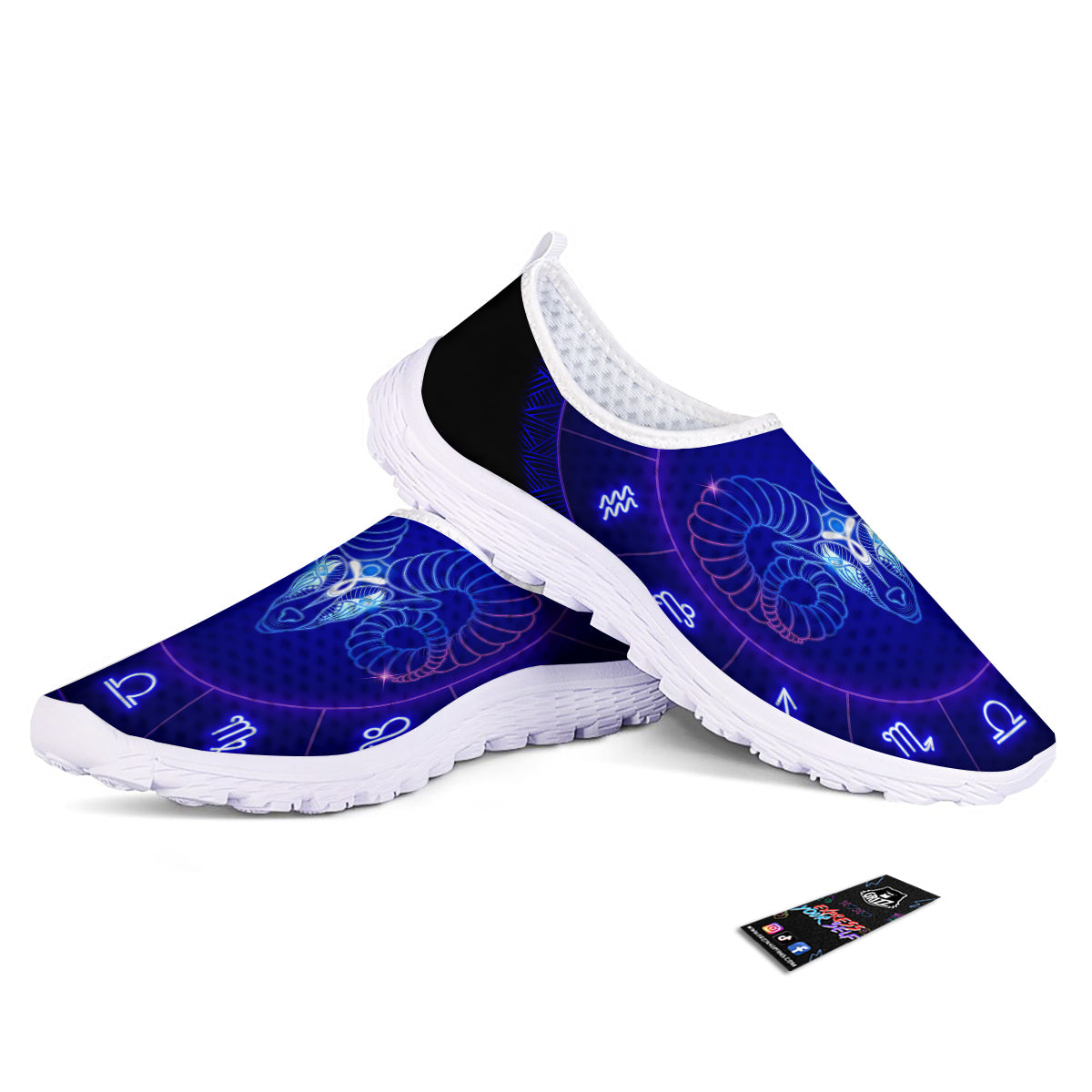Zodiac Sign Dark Aries Print Nurse Shoes-grizzshop