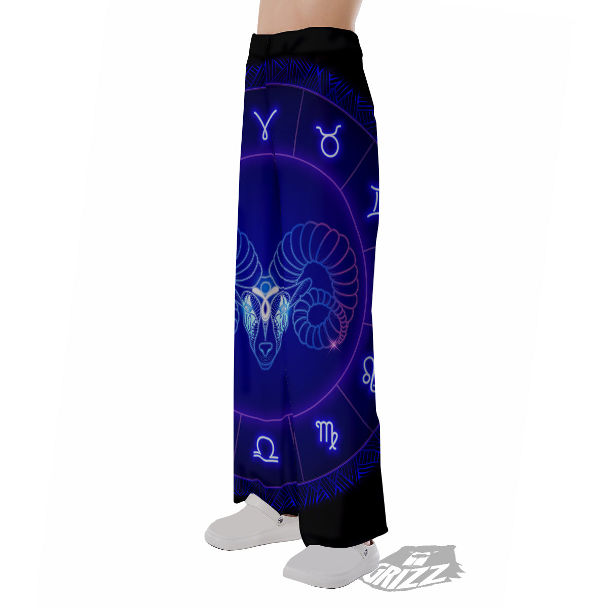 Zodiac Sign Dark Aries Print Pajama Pants-grizzshop