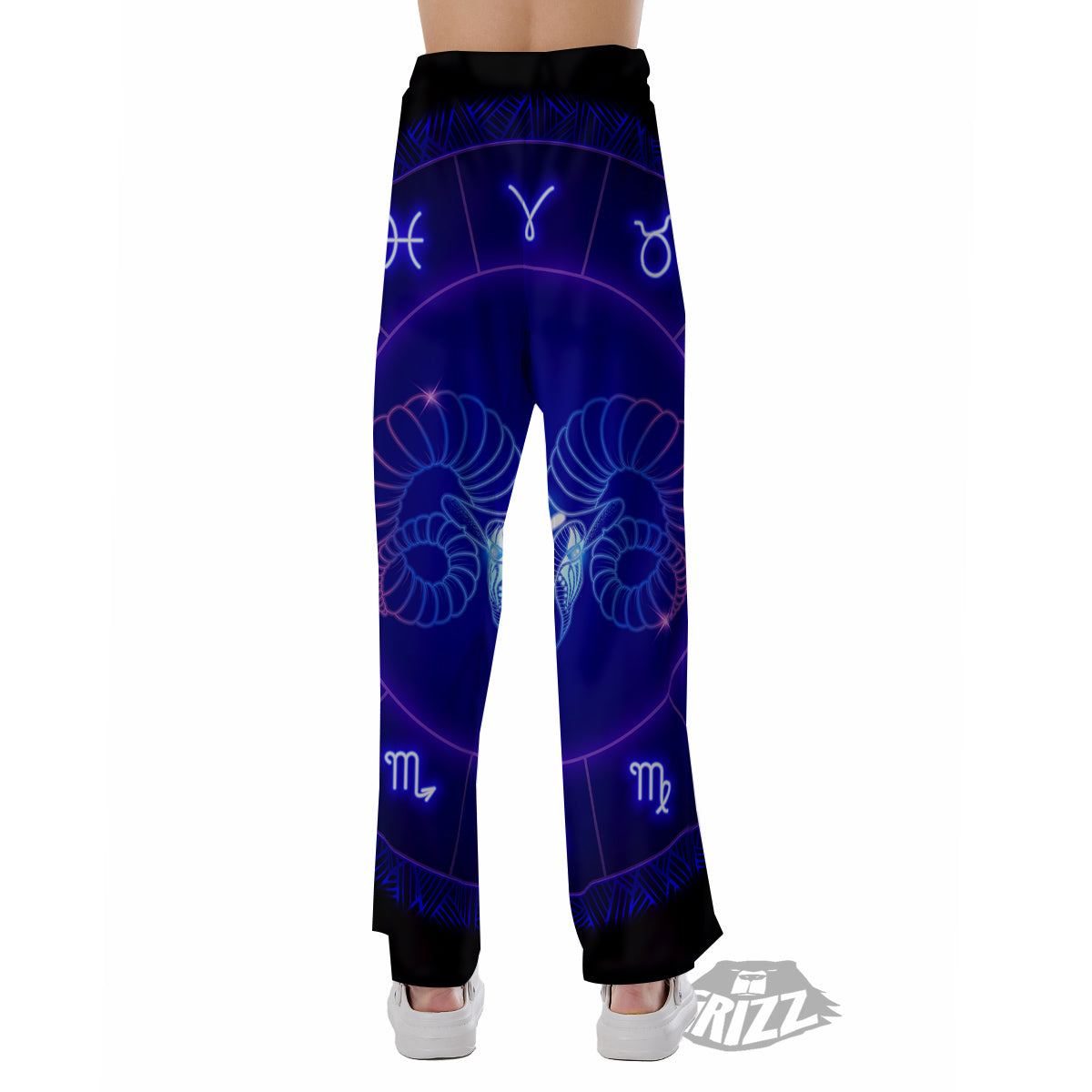 Zodiac Sign Dark Aries Print Pajama Pants-grizzshop