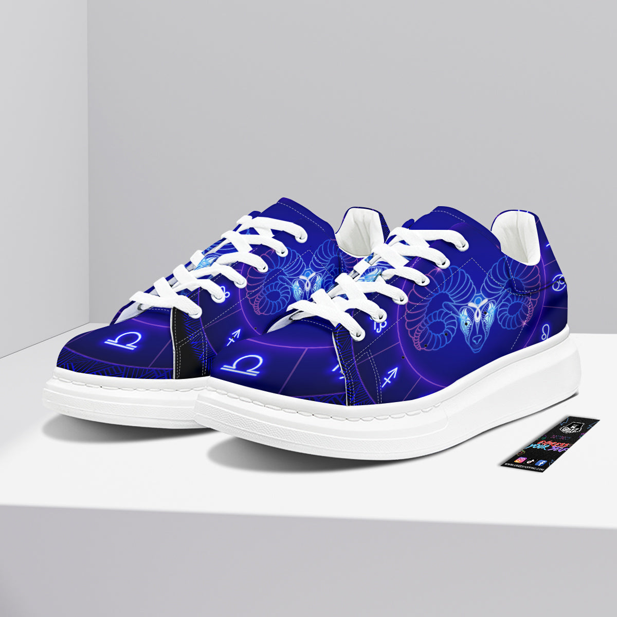 Zodiac Sign Dark Aries Print Platform Shoes-grizzshop