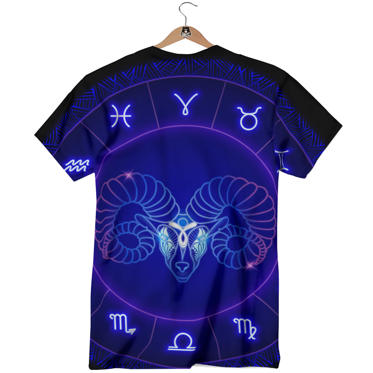 Zodiac Sign Dark Aries Print T-Shirt-grizzshop