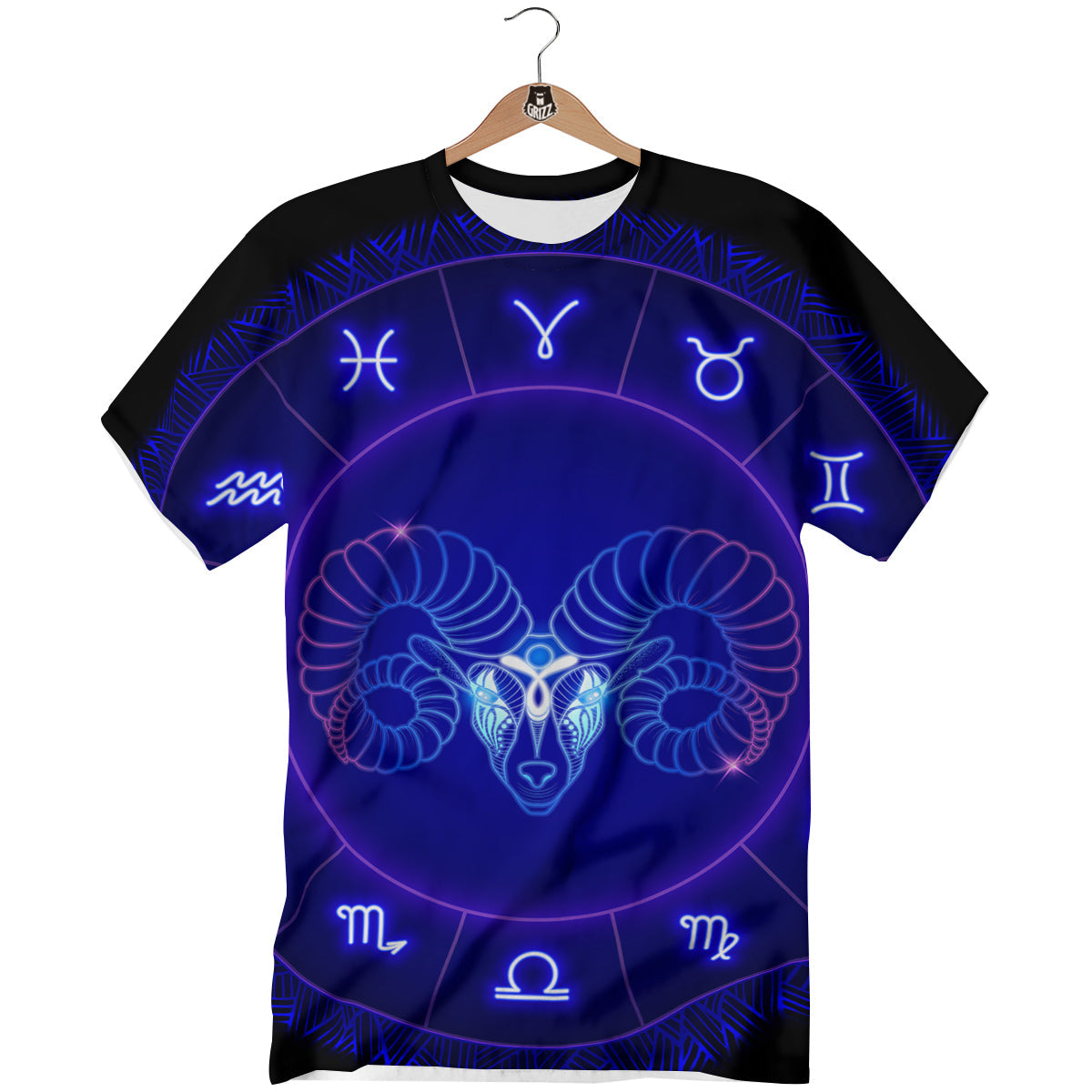 Zodiac Sign Dark Aries Print T-Shirt-grizzshop