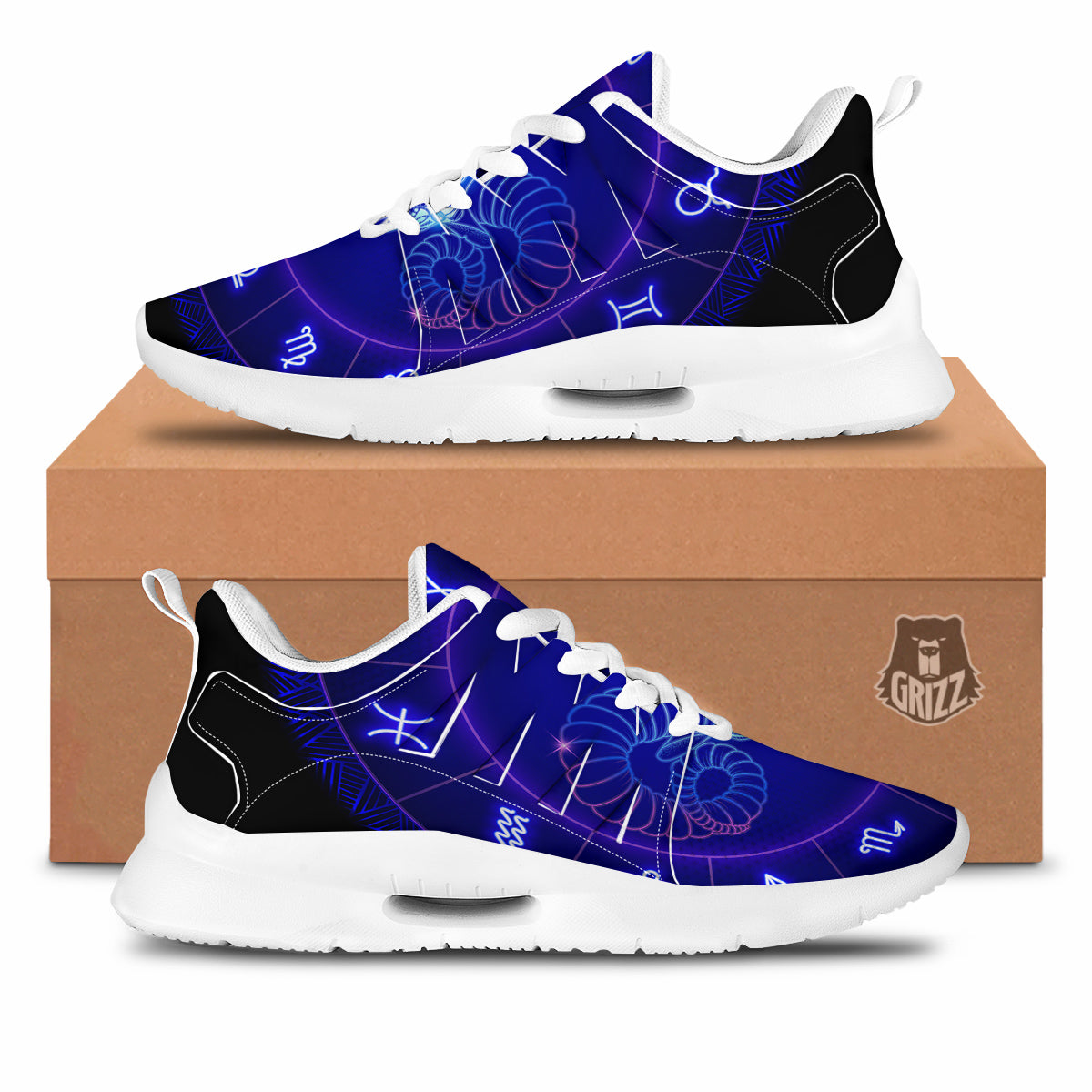 Zodiac Sign Dark Aries Print Tennis Shoes-grizzshop