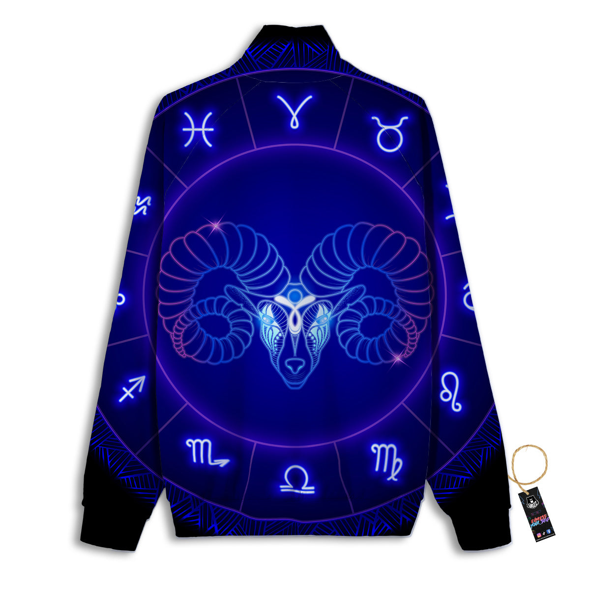Zodiac Sign Dark Aries Print Track Jacket-grizzshop