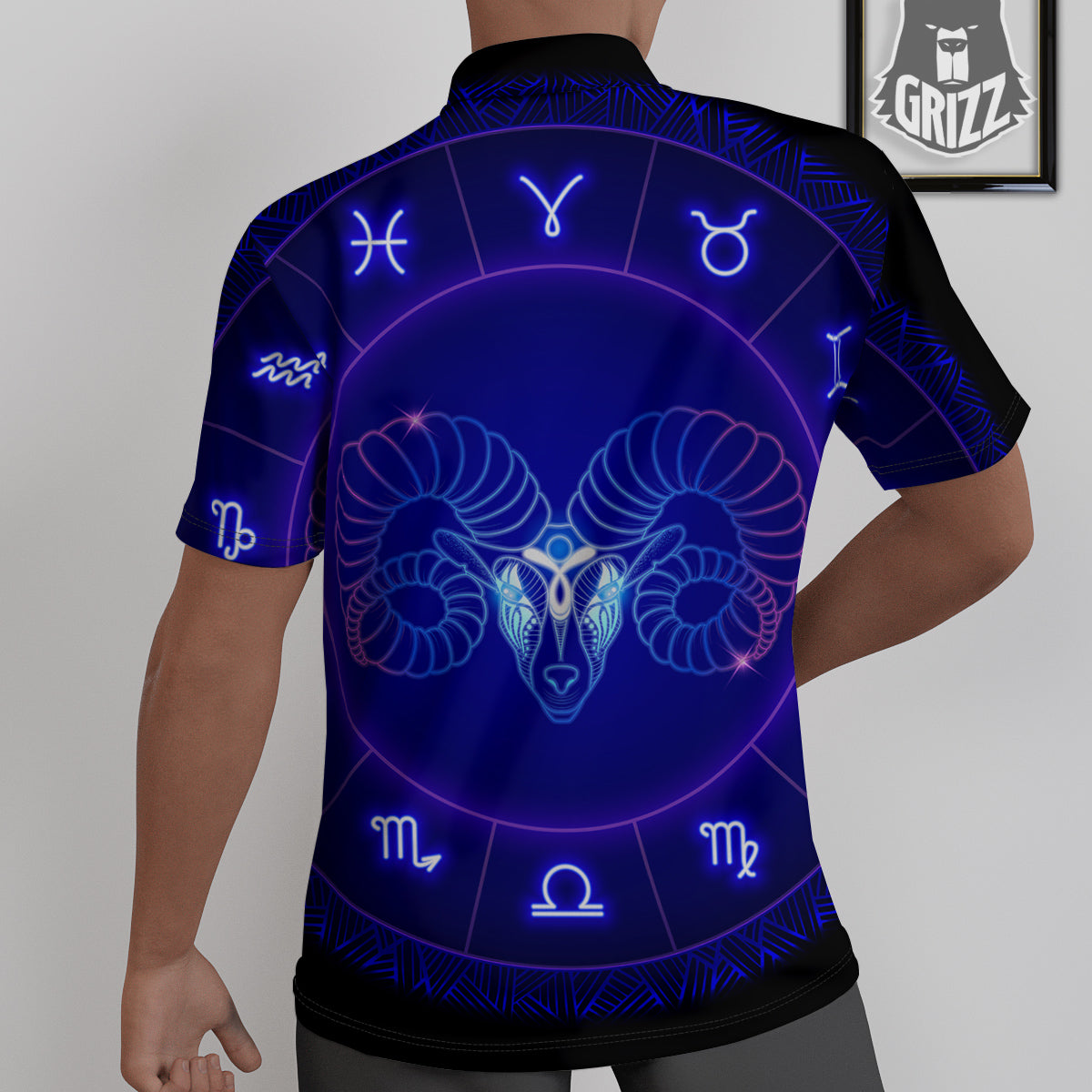 Zodiac Sign Dark Aries Print Untucked Shirts-grizzshop