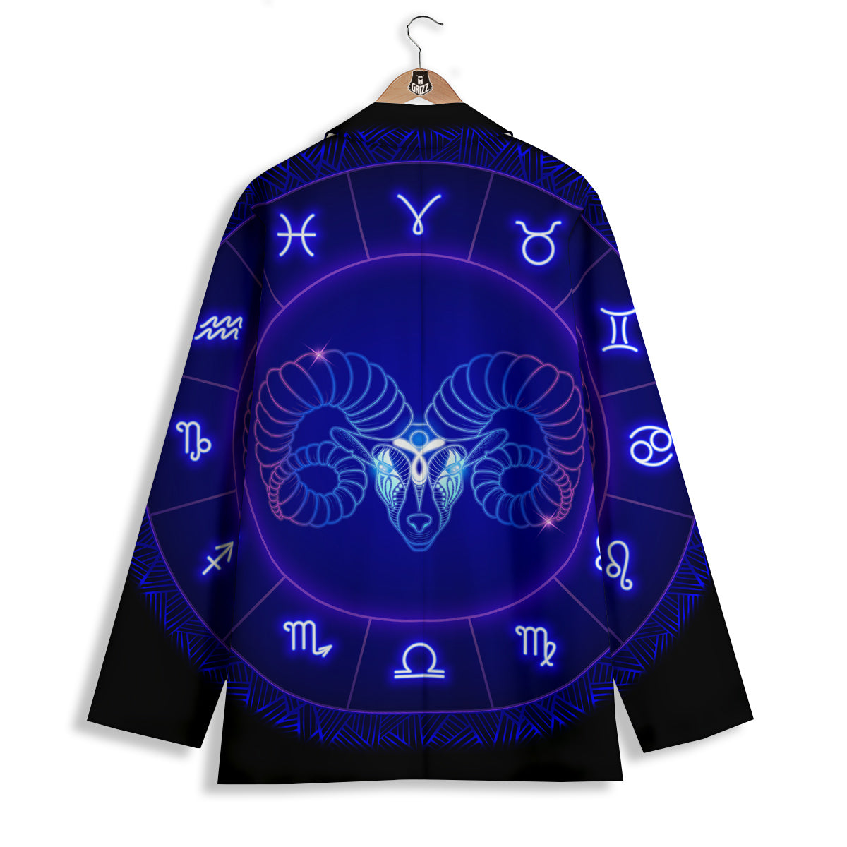 Zodiac Sign Dark Aries Print Women's Blazer-grizzshop