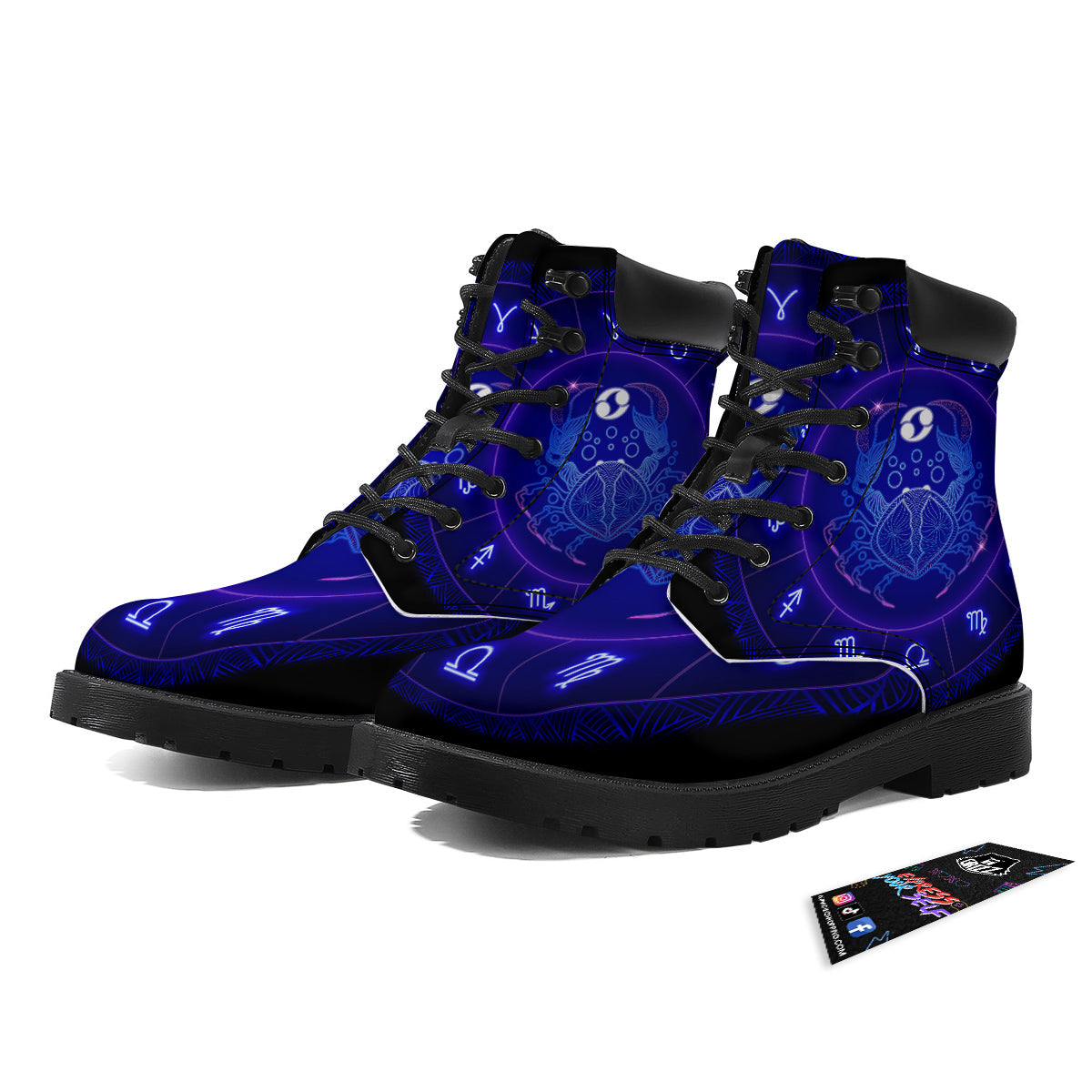 Zodiac Sign Dark Cancer Print Boots-grizzshop