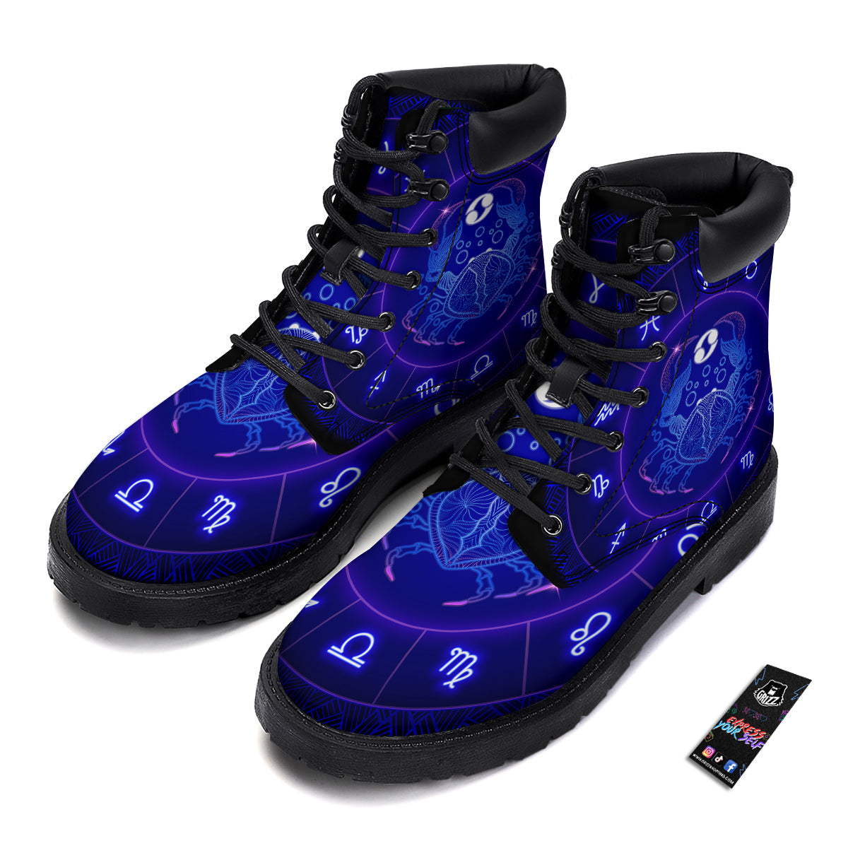 Zodiac Sign Dark Cancer Print Boots-grizzshop