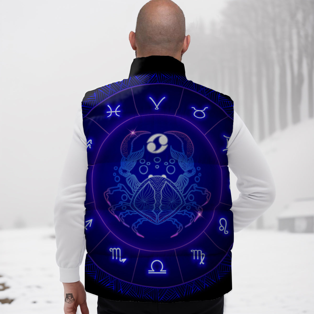 Zodiac Sign Dark Cancer Print Down Vest