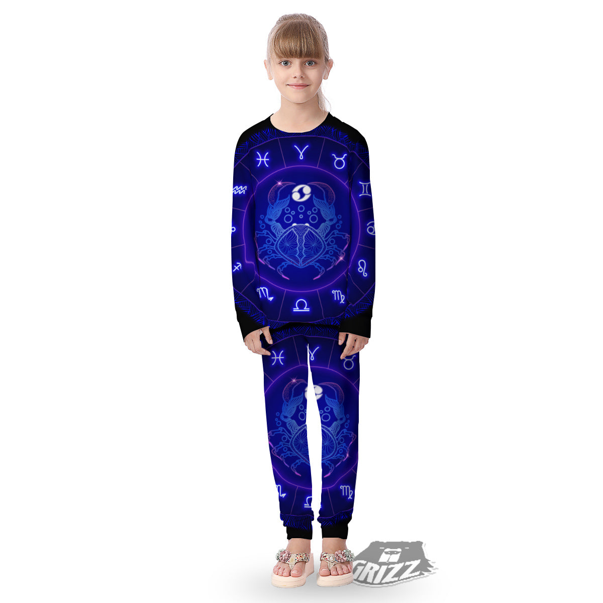 Zodiac Sign Dark Cancer Print Kid's Pajamas-grizzshop