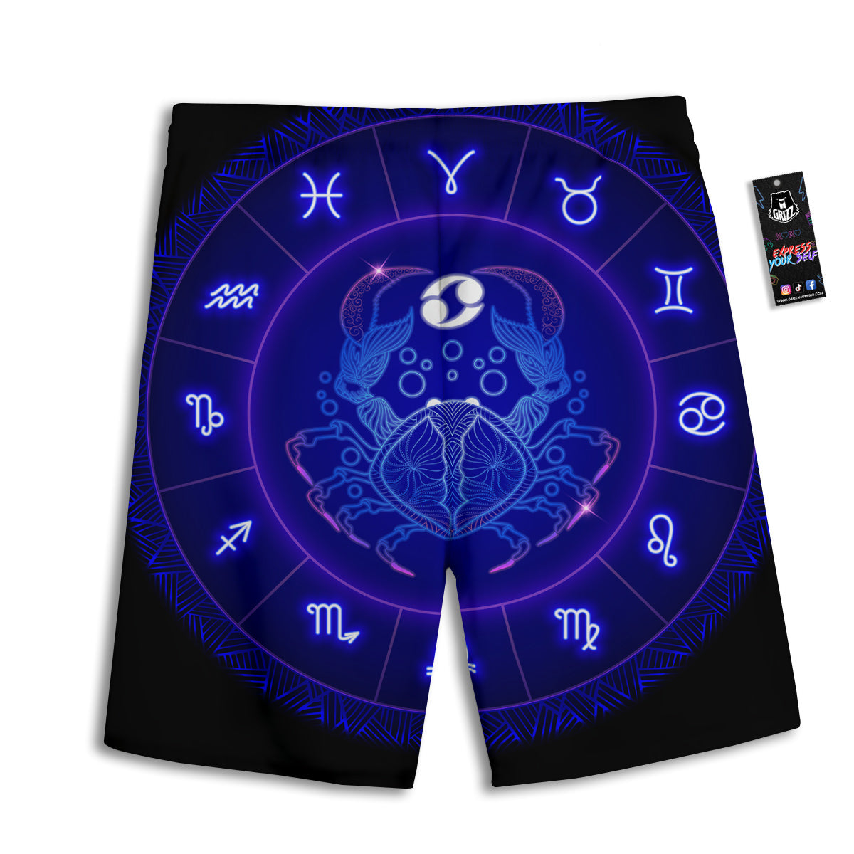 Zig Zag Neon Pineapple Print Pattern Men's Athletic Shorts