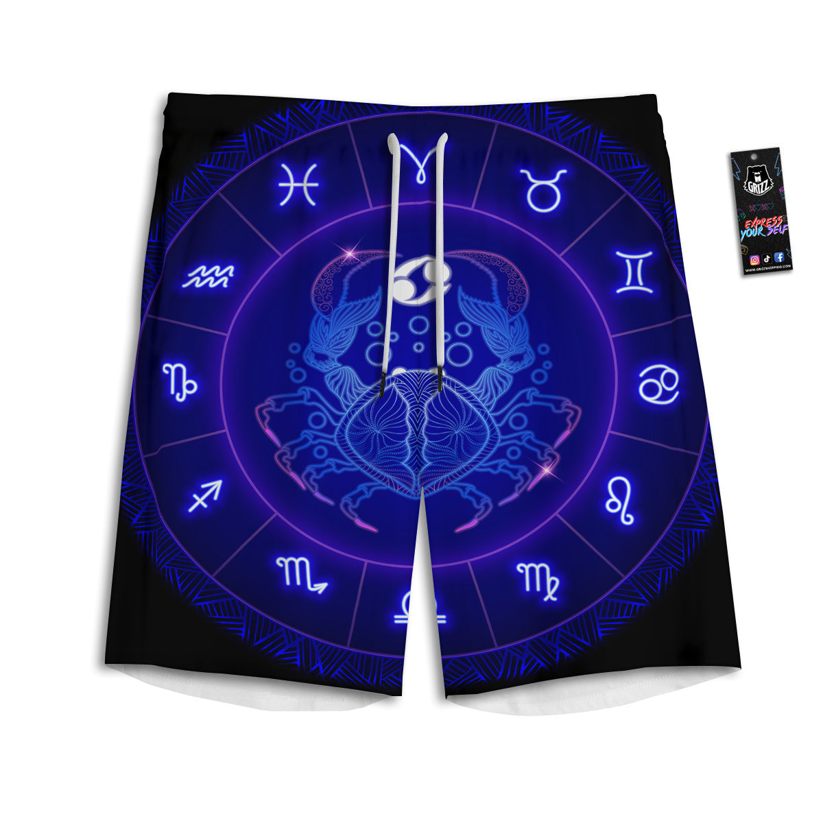 Zig Zag Neon Pineapple Print Pattern Men's Athletic Shorts