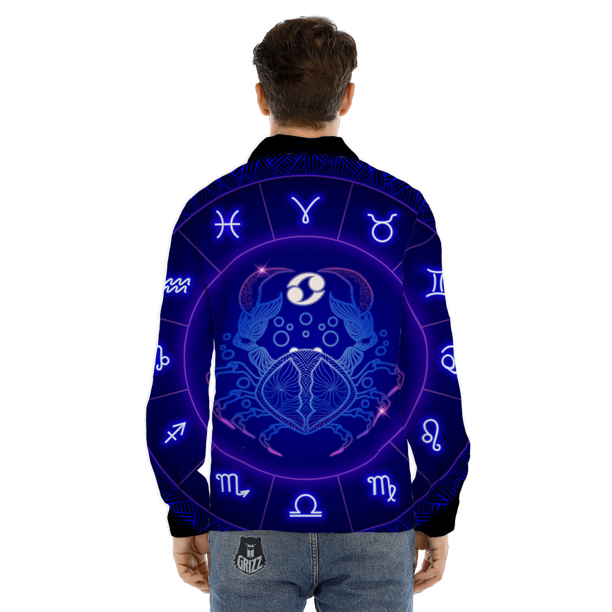 Zodiac Sign Dark Cancer Print Men's Dress Shirts-grizzshop