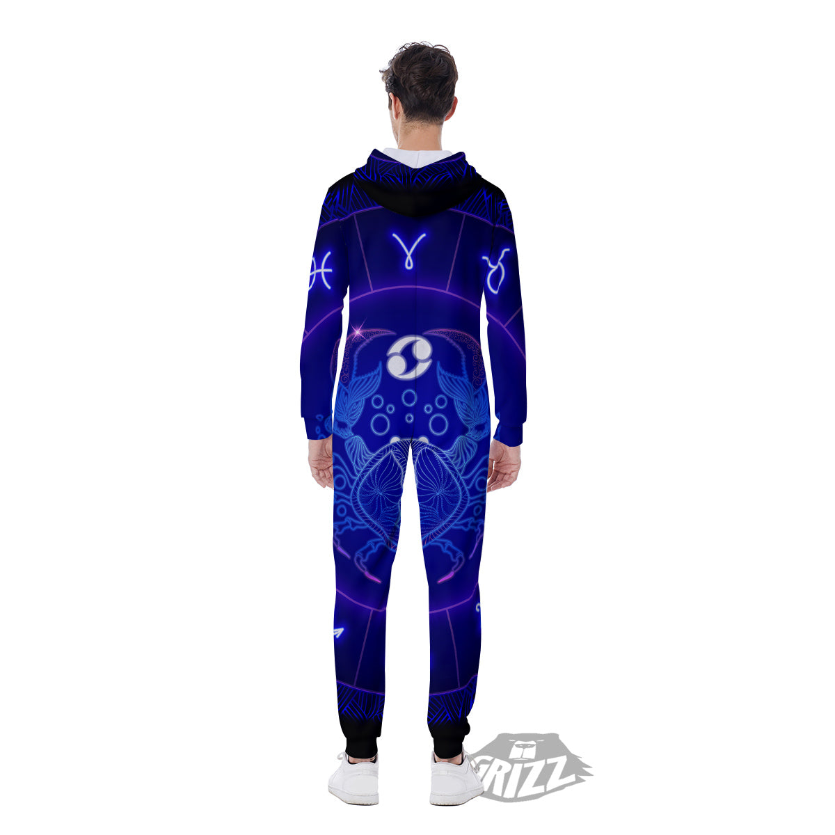 Zodiac Sign Dark Cancer Print Men's Jumpsuit-grizzshop