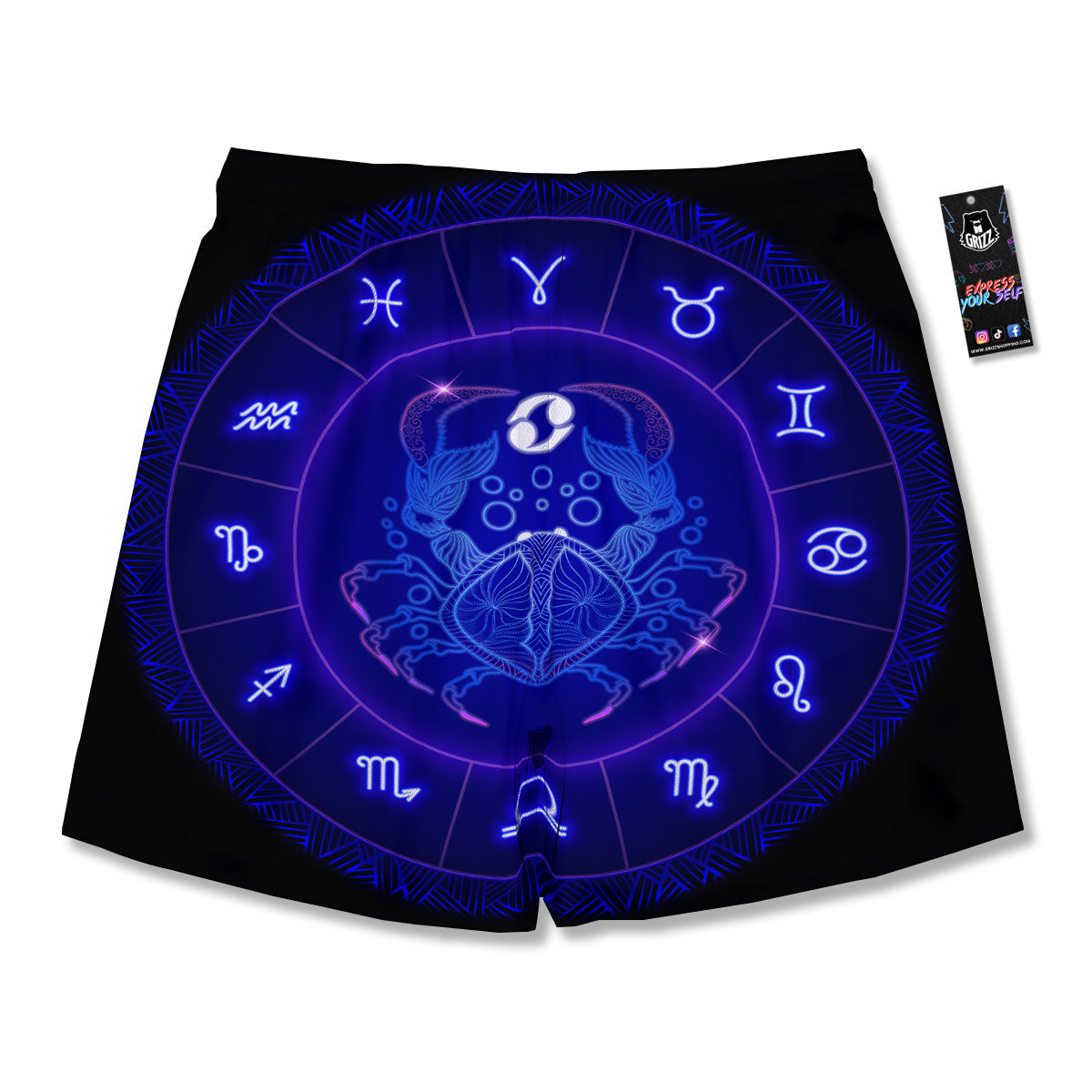 Zodiac Sign Dark Cancer Print Men's Running Shorts-grizzshop