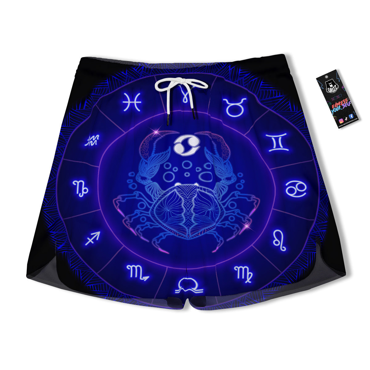 Zodiac Sign Dark Cancer Print Men's Running Shorts-grizzshop