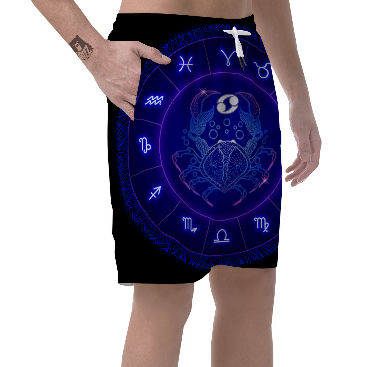 Zodiac Sign Dark Cancer Print Men's Shorts-grizzshop