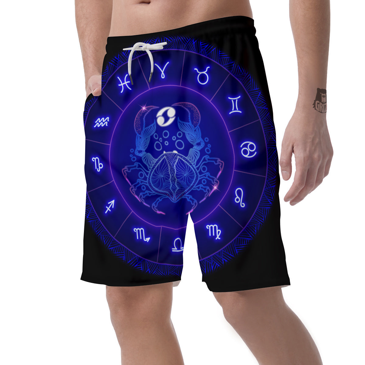 Zodiac Sign Dark Cancer Print Men's Shorts-grizzshop