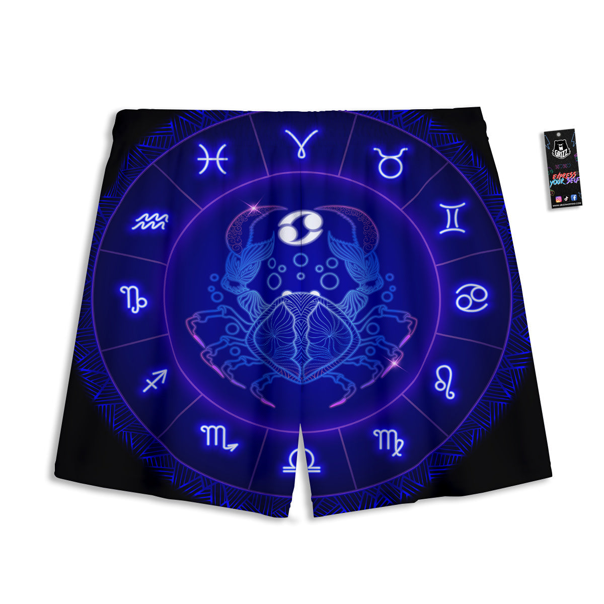 Zodiac Sign Dark Cancer Print Mesh Shorts