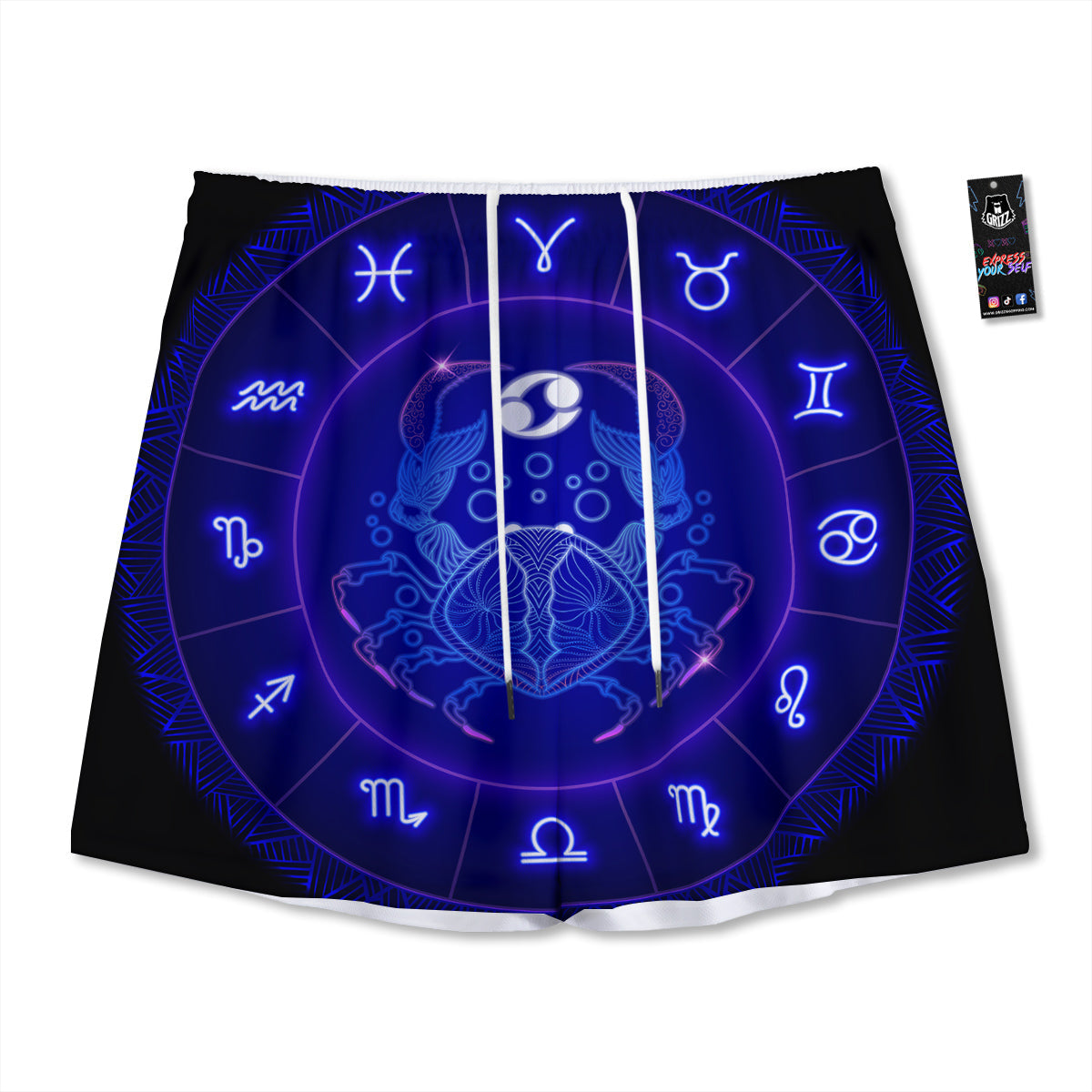Zodiac Sign Dark Cancer Print Mesh Shorts