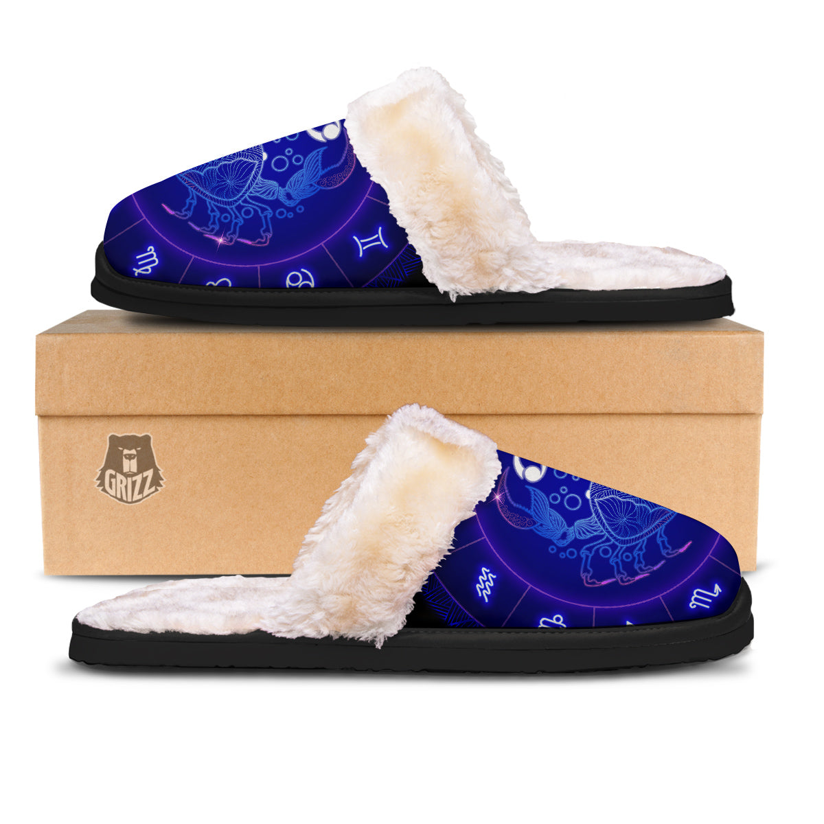 Zodiac Sign Dark Cancer Print Slippers-grizzshop