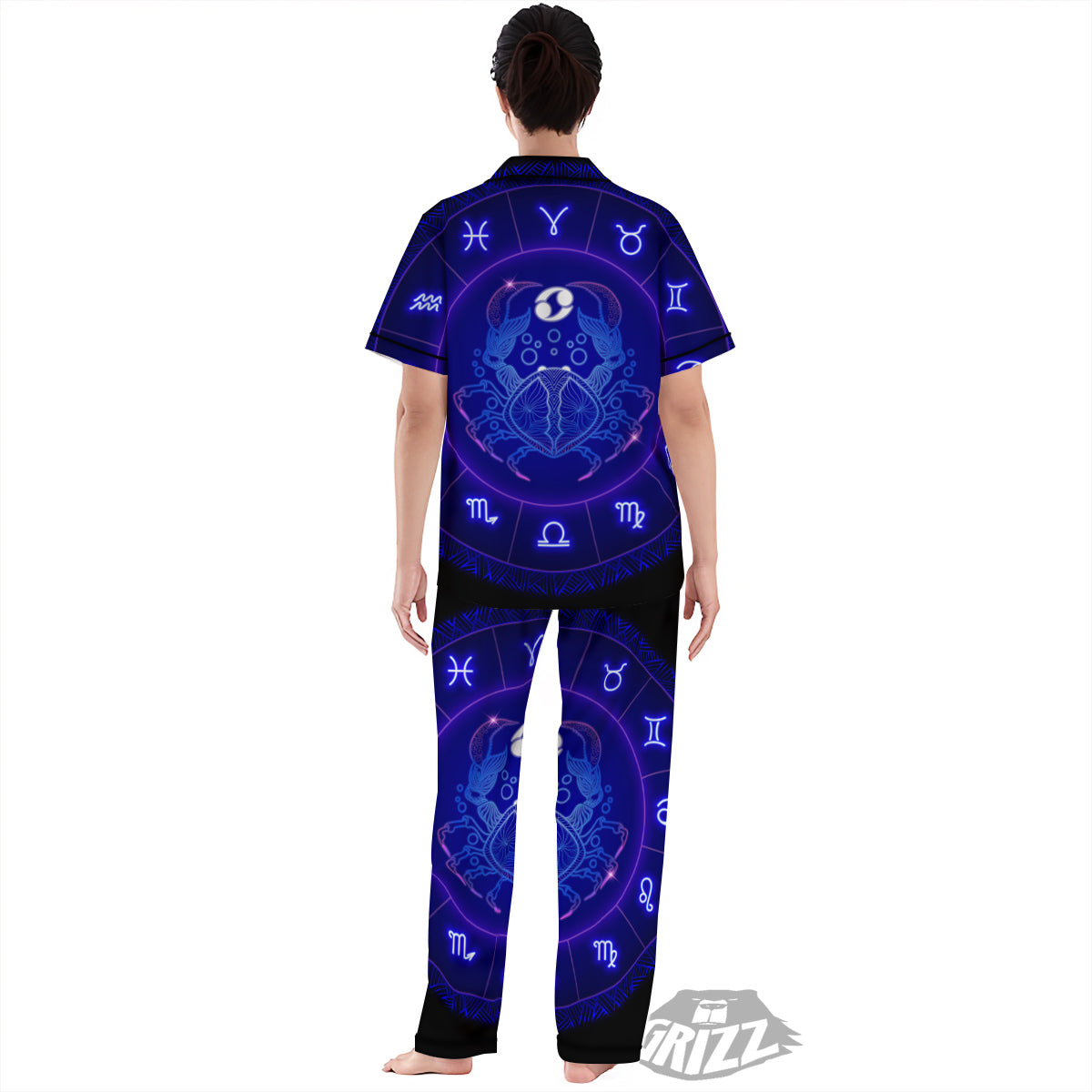 Zodiac Sign Dark Cancer Print Women's Pajamas Set-grizzshop
