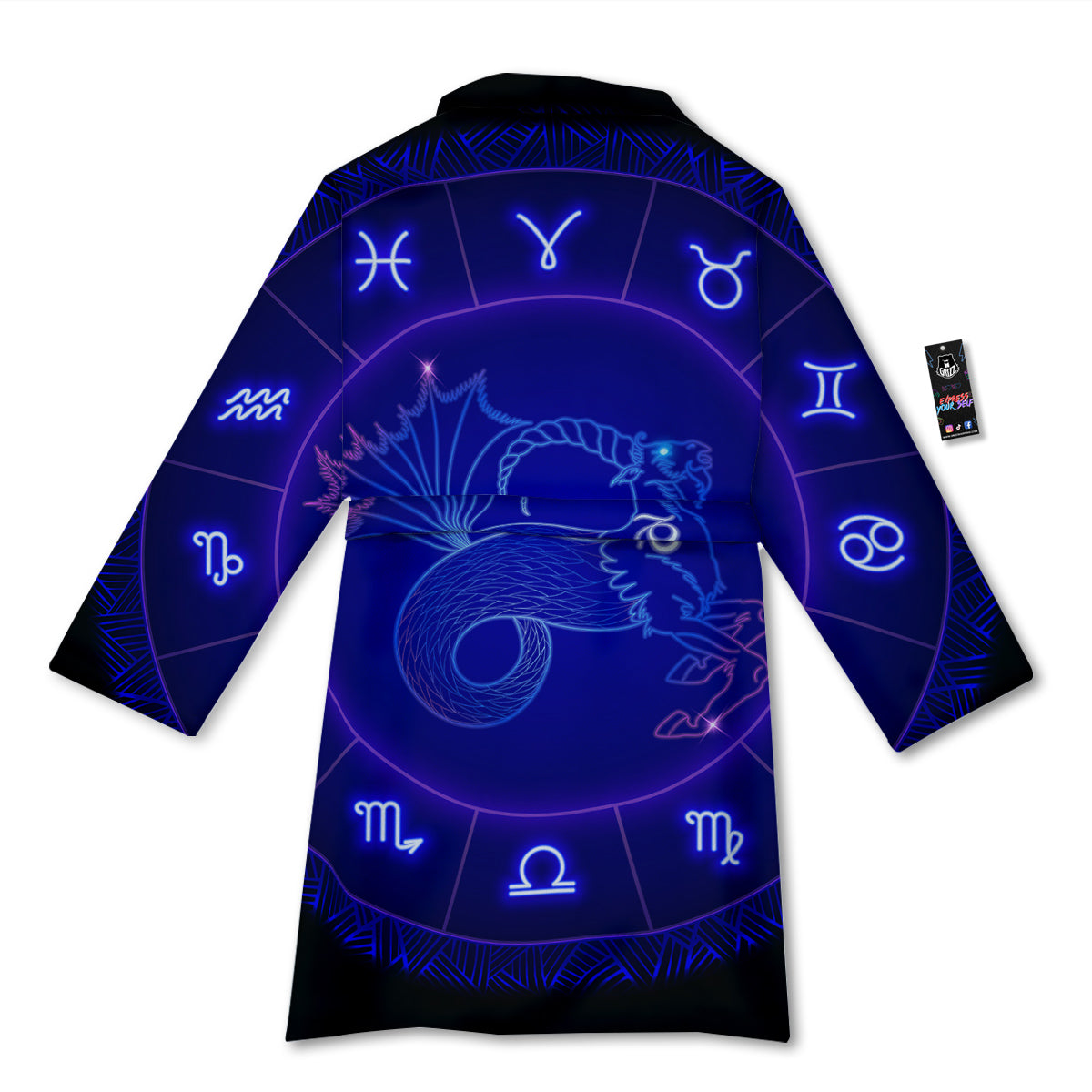 Zodiac Sign Dark Capricorn Print Bathrobe-grizzshop