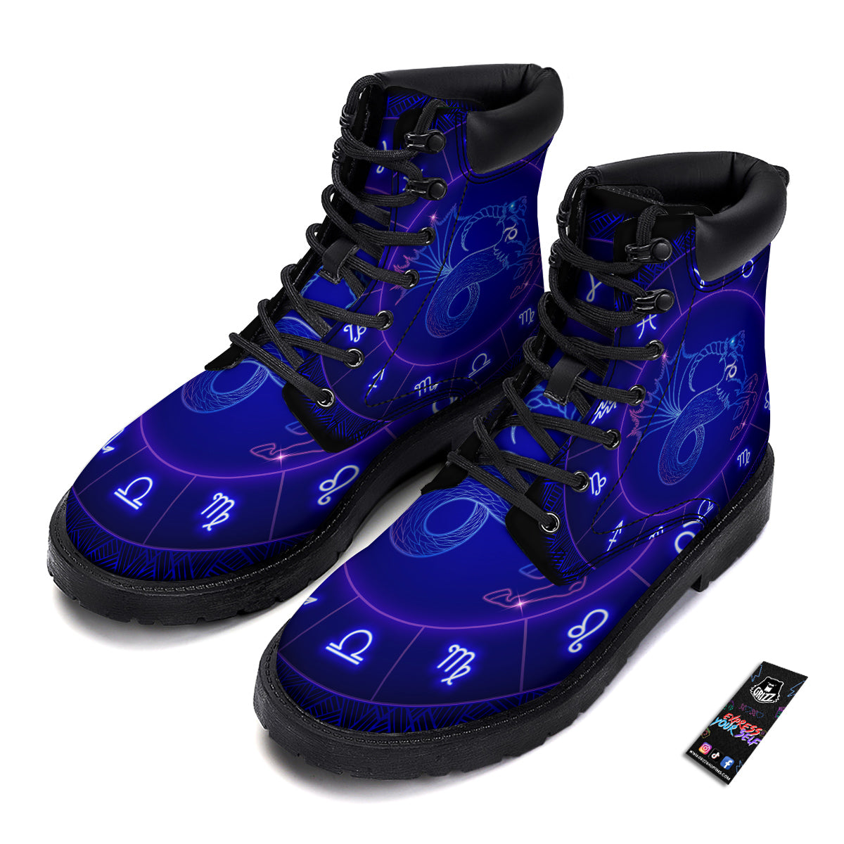 Zodiac Sign Dark Capricorn Print Boots-grizzshop