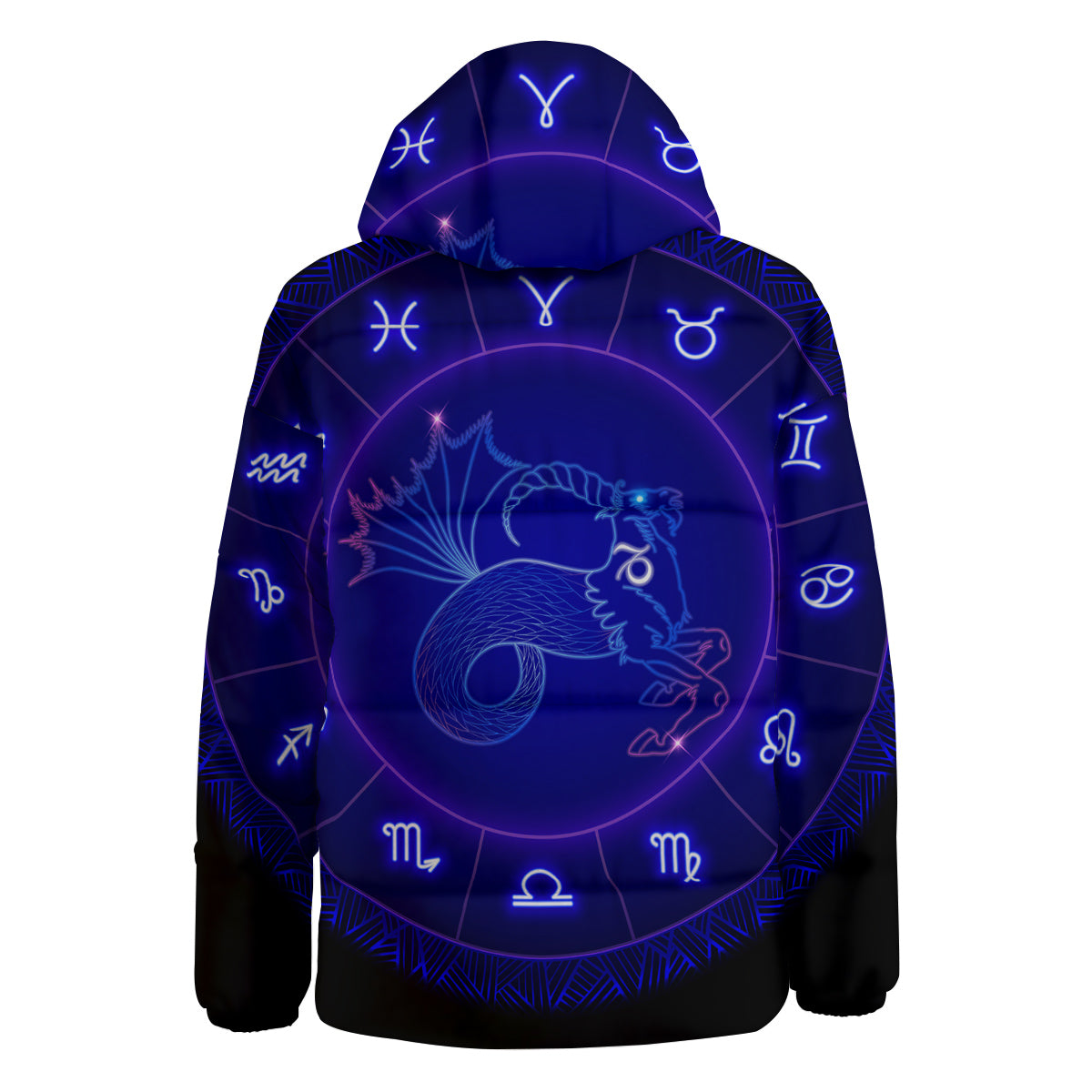 Zodiac Sign Dark Capricorn Print Down Jacket-grizzshop