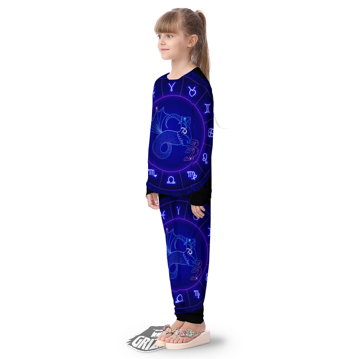 Zodiac Sign Dark Capricorn Print Kid's Pajamas-grizzshop