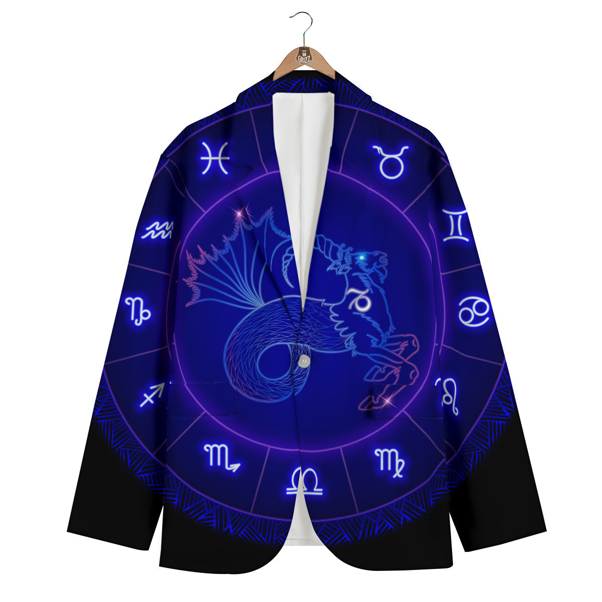 Zodiac Sign Dark Capricorn Print Men's Blazer-grizzshop