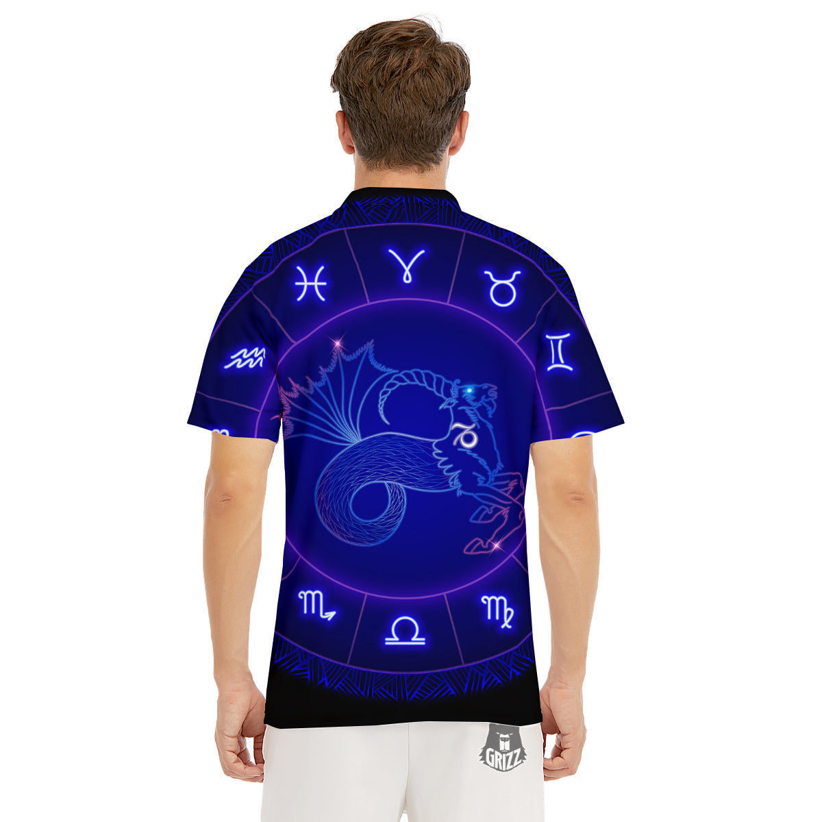 Zodiac Sign Dark Capricorn Print Men's Golf Shirts-grizzshop