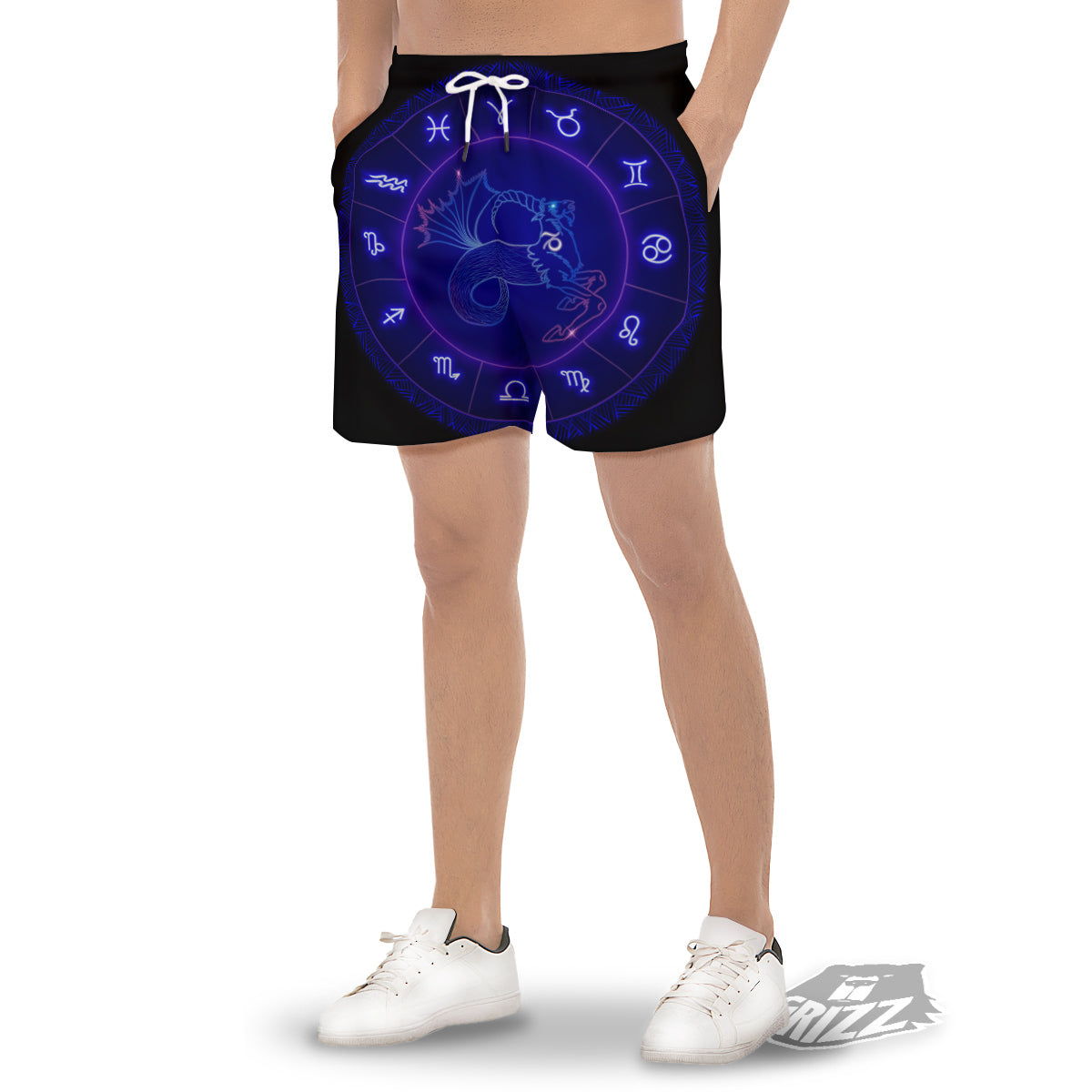 Zodiac Sign Dark Capricorn Print Men's Gym Shorts-grizzshop
