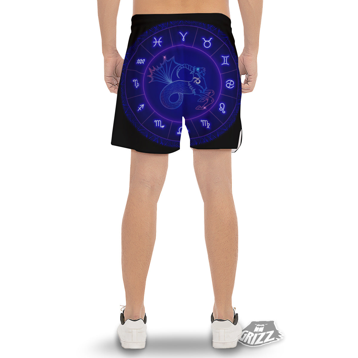 Zodiac Sign Dark Capricorn Print Men's Gym Shorts-grizzshop