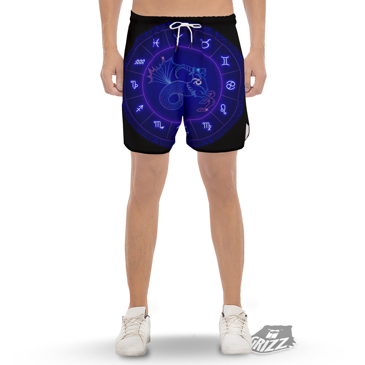 Zodiac Sign Dark Capricorn Print Men's Gym Shorts-grizzshop