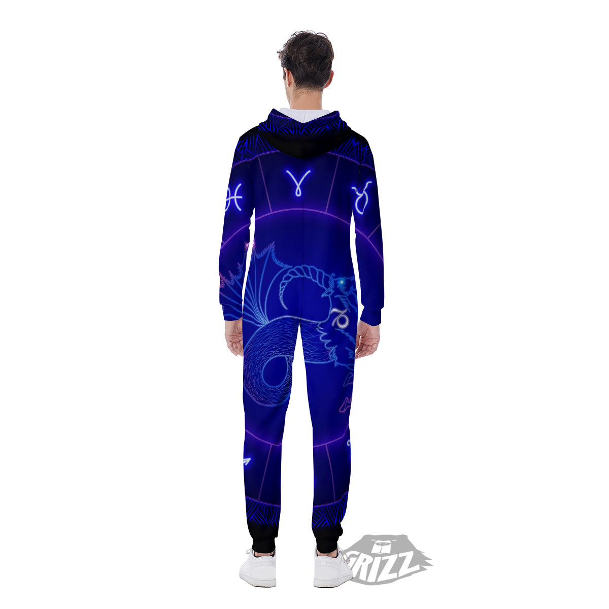 Zodiac Sign Dark Capricorn Print Men's Jumpsuit-grizzshop