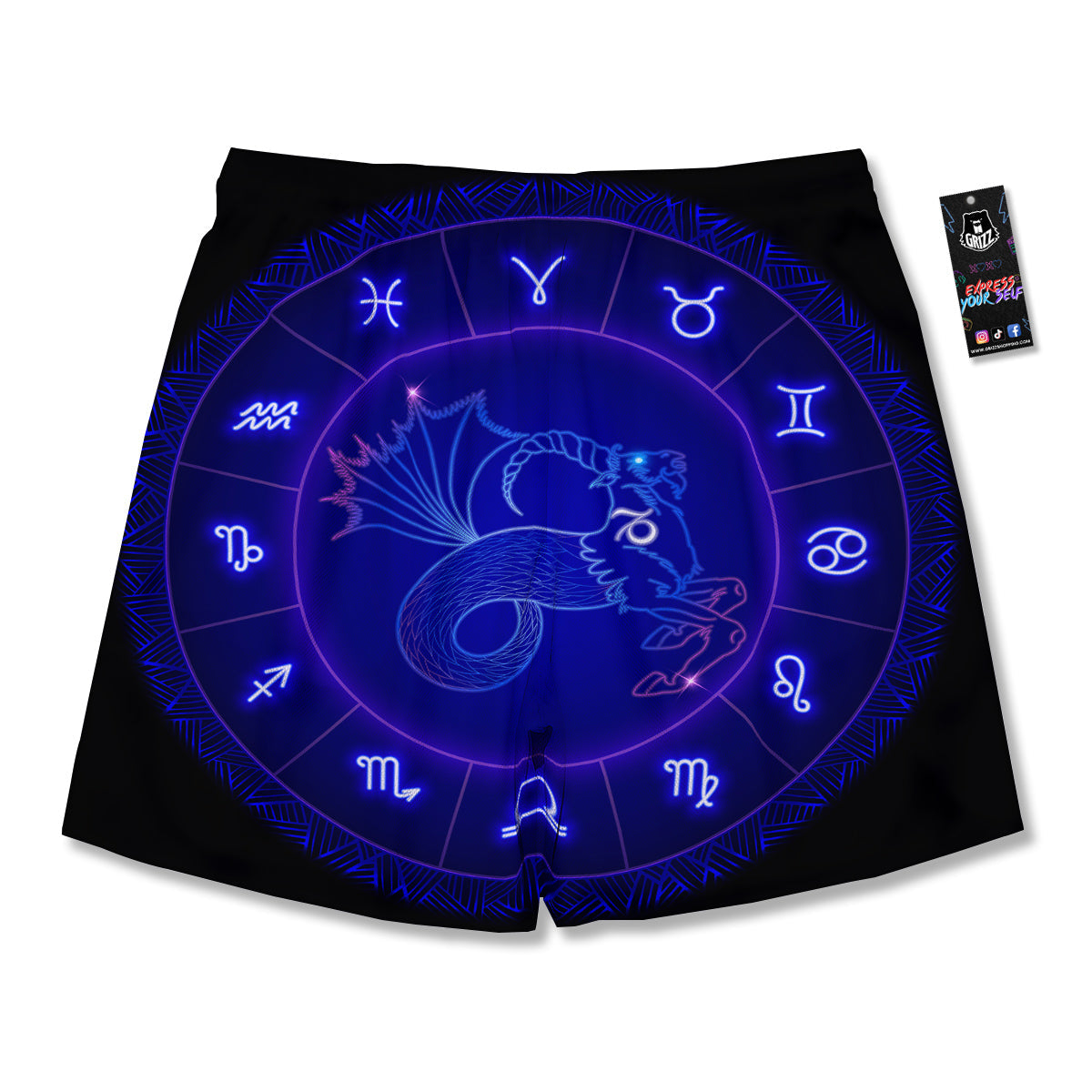 Zodiac Sign Dark Capricorn Print Men's Running Shorts-grizzshop