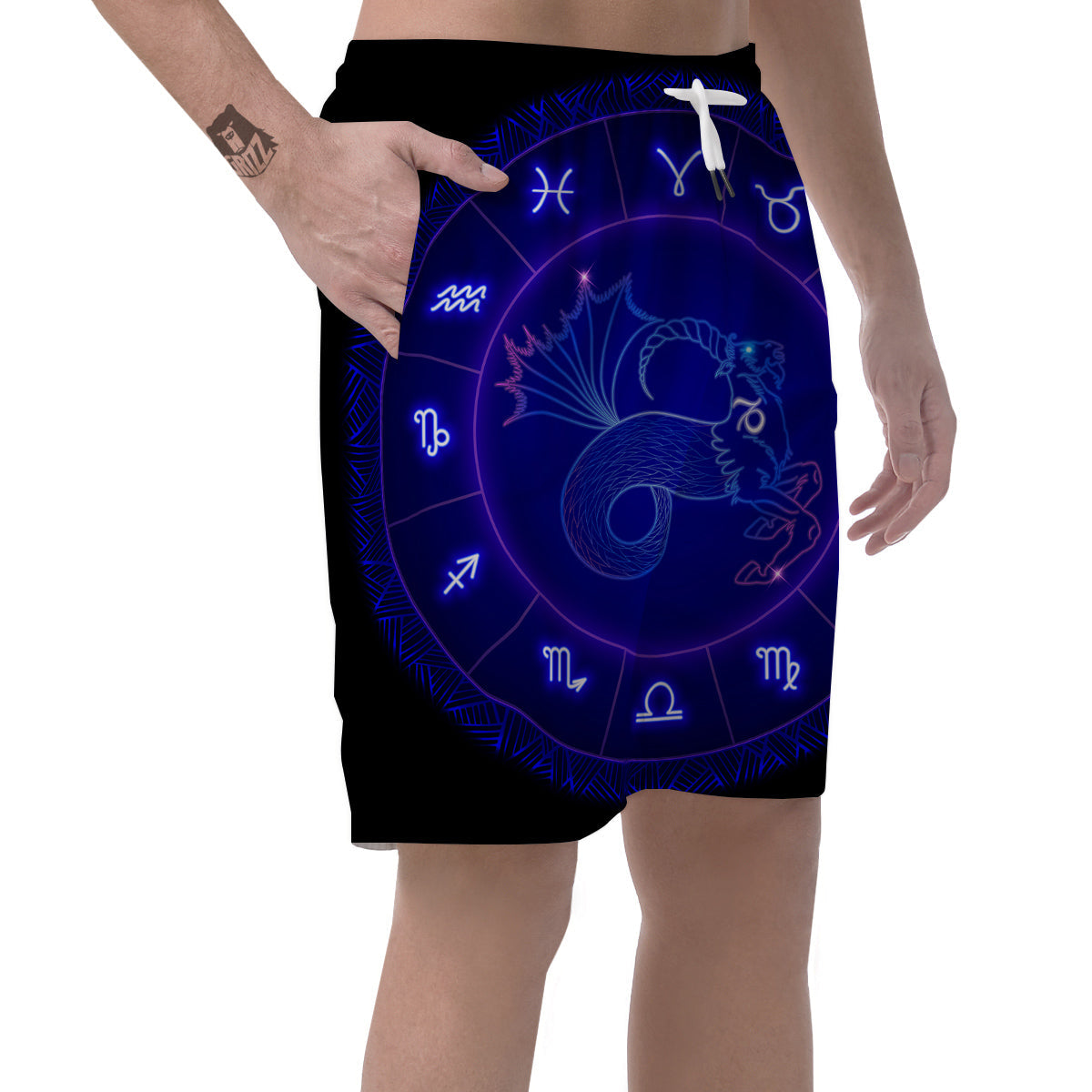 Zodiac Sign Dark Capricorn Print Men's Shorts-grizzshop