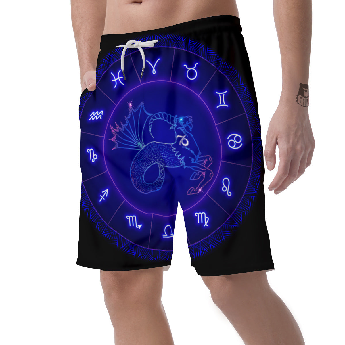 Zodiac Sign Dark Capricorn Print Men's Shorts-grizzshop