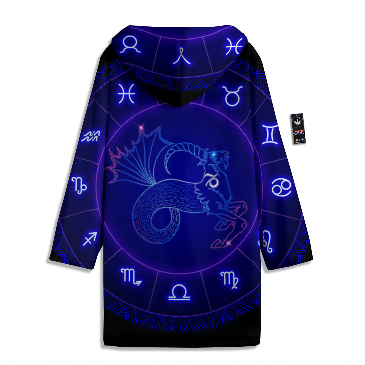 Zodiac Sign Dark Capricorn Print Men's Windbreaker Jacket-grizzshop