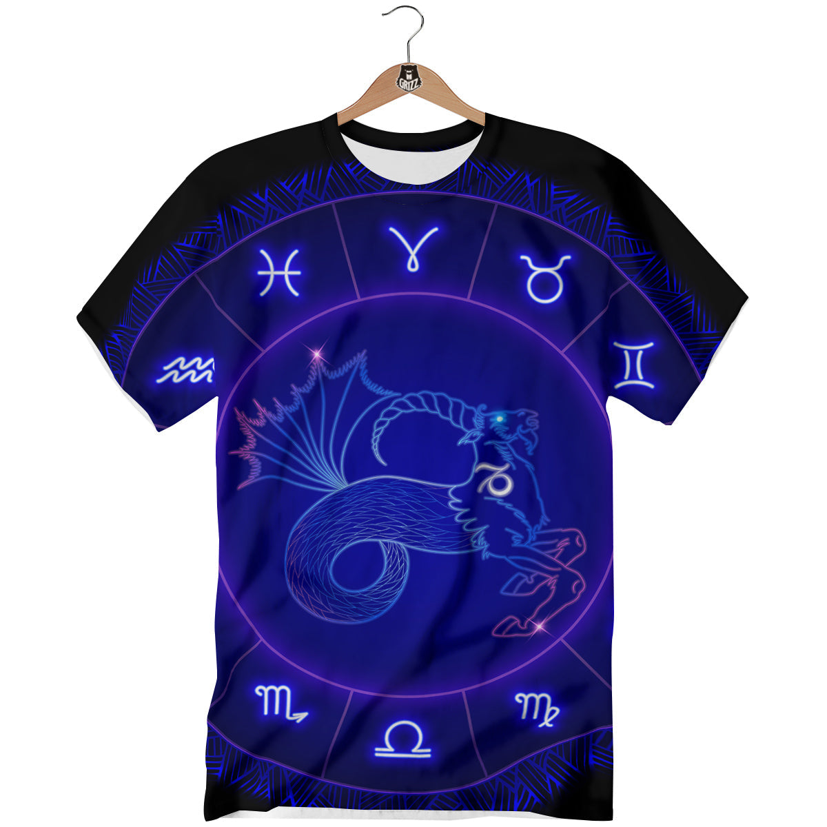Zodiac Sign Dark Capricorn Print T-Shirt-grizzshop
