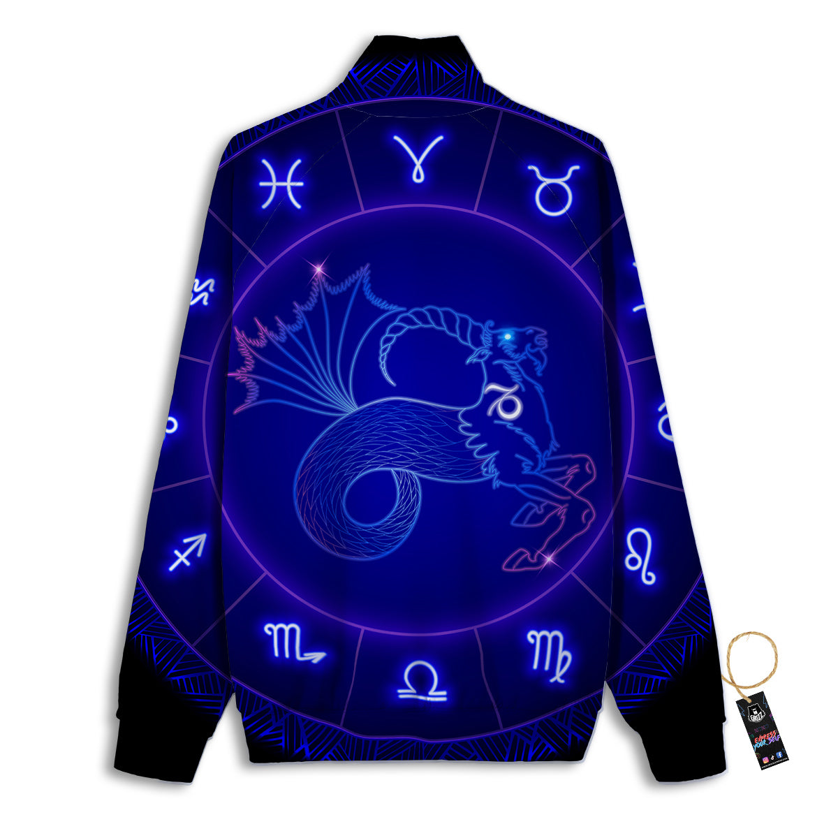 Zodiac Sign Dark Capricorn Print Track Jacket-grizzshop